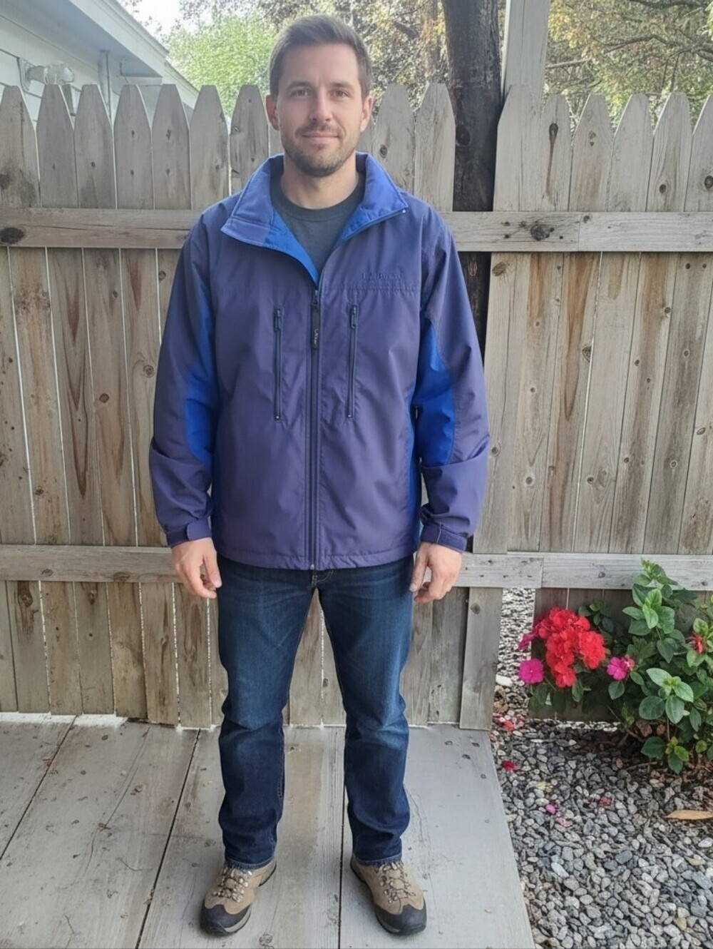 Men's L.L. Bean Outdoor Living Two-Tone Blue Utility Shell Jacket Sz M.